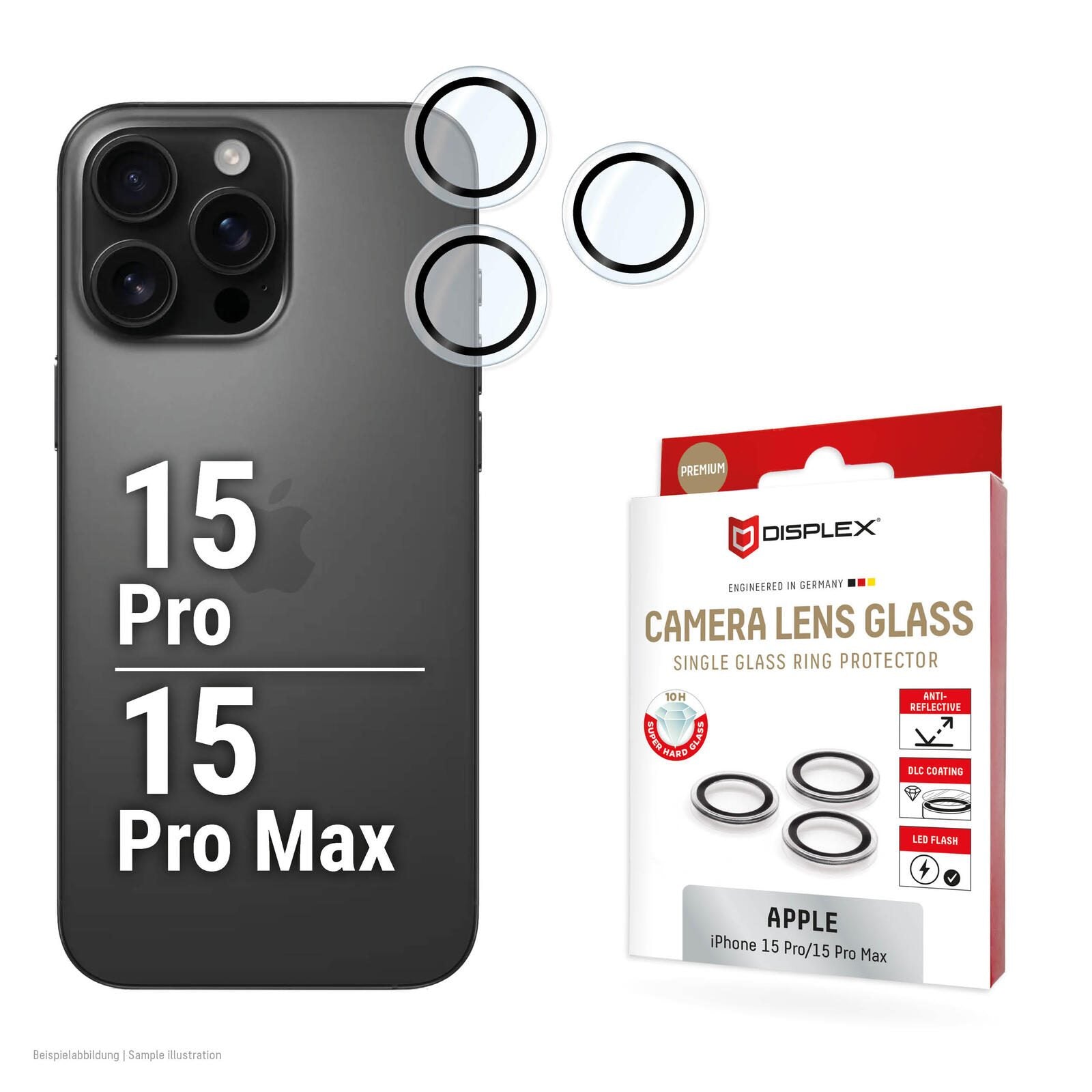 DISPLEX Premium Camera Lens Glass, iPhone 15 Pro/15 Pro Max Einzelringe DISPLEX Premium Camera Lens Glass, iPhone 15 Pro/15 Pro Max Einzelringe